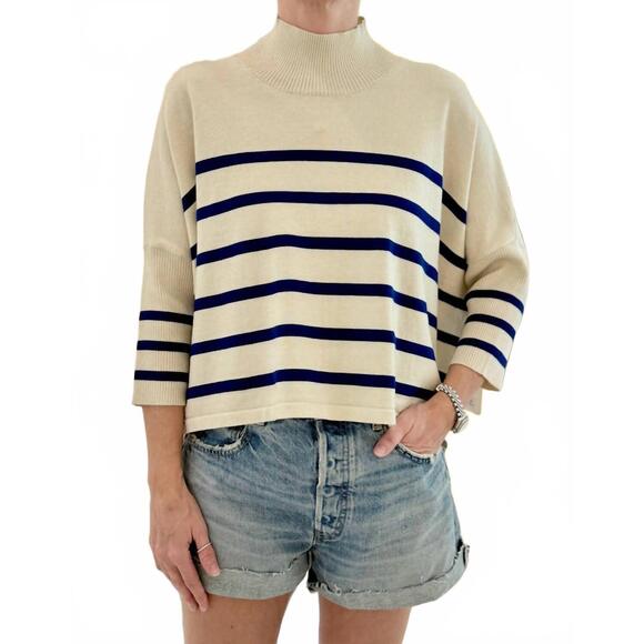 KERISMA Sweaters - NEW KERISMA aja stripe sweater in ecru navy